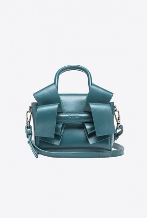 Pinko Aika Baby Purse In Pearly Leather PETROL BLUE-PACIFIC BLUE-OLD SILVER | SN-PKO32679