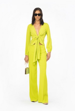 Pinko Blouse With Knot Detail LIME YELLOW | SN-PKO33196