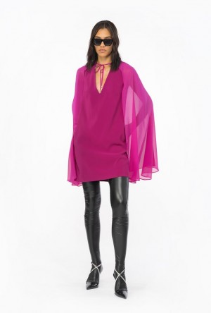 Pinko Cape-effect Mini Dress BOUGAINVILLEA PURPLE | SN-PKO33012