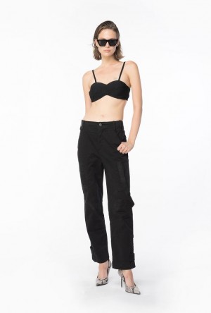 Pinko Cargo Trousers With Ribbon LIMO BLACK | SN-PKO33758