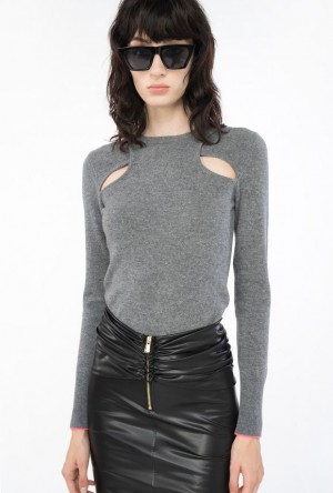 Pinko Cashmere Sweater With Cut-out ROCK GREY | SN-PKO33562