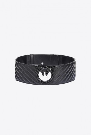 Pinko Chevron Nappa High-waist Belt LIMO BLACK BLOCK COLOUR | SN-PKO34221