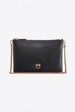 Pinko Classic Flat Love Bag Simply BLACK-ANTIQUE GOLD | SN-PKO32463