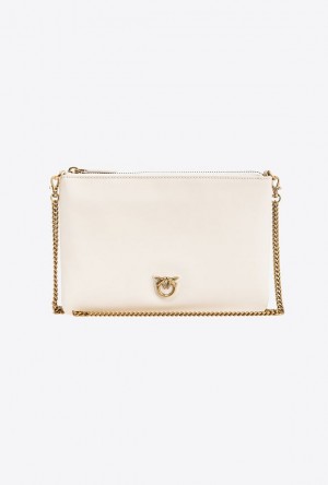 Pinko Classic Flat Love Bag Simply WHITE+WHITE-ANTIQUE GOLD | SN-PKO32678