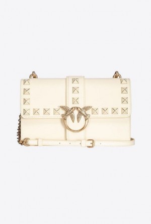 Pinko Classic Love Bag One Painted Studs DOUBLE CREAM-ANTIQUE GOLD | SN-PKO32550