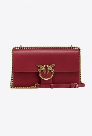 Pinko Classic Love Bag One Simply DARK RED-ANTIQUE GOLD | SN-PKO32521