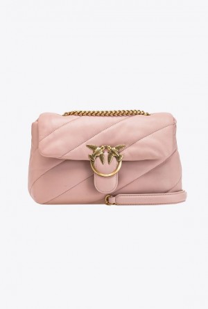 Pinko Classic Love Bag Puff Maxi Quilt PINK/DUSTY PINK-ANTIQUE GOLD | SN-PKO32395