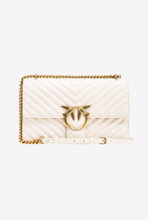 Pinko Classic Love Bag One Chevron WHITE+WHITE-ANTIQUE GOLD | SN-PKO32502