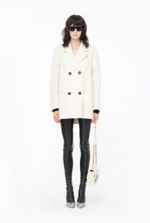 Pinko Cloth Pea Coat VANILLA ICE-CREAM WHITE | SN-PKO33664