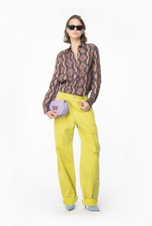 Pinko Coloured Cotton Cargo Trousers DARK CITRON | SN-PKO33749