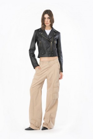 Pinko Coloured Cotton Cargo Trousers OYSTER GREY | SN-PKO33767