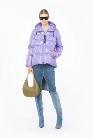 Pinko Crystal Nylon Pea Jacket KASHMIR PURPLE | SN-PKO33642