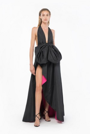 Pinko Elegant Two-tone Maxi Dress BLACK/PINK | SN-PKO33048