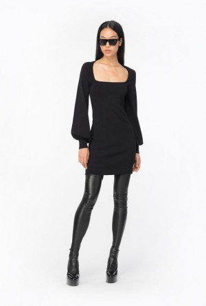 Pinko Fitted Knit Dress LIMO BLACK | SN-PKO33038