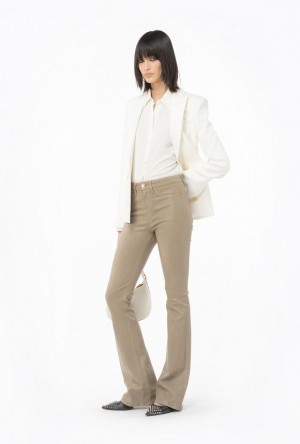 Pinko Flared Leather-look Drill Jeans BEIGE - SAND DUNE | SN-PKO34013