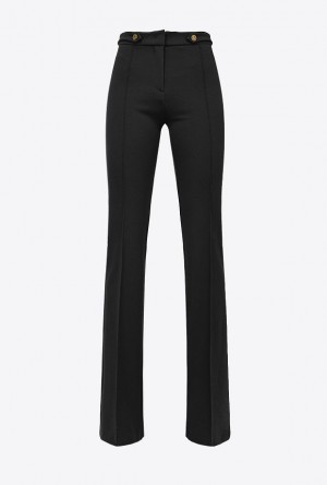 Pinko Flared Trousers With Buttons LIMO BLACK | SN-PKO33712