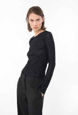 Pinko Flocked-logo Sweater LIMO BLACK | SN-PKO33366