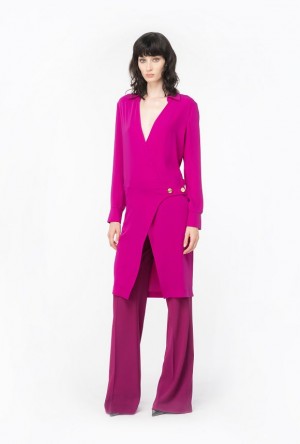 Pinko Flowing Twill Wrap Dress BOUGAINVILLEA PURPLE | SN-PKO33071