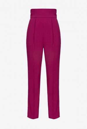 Pinko High-waisted Stretch CrêPe Trousers BOUGAINVILLEA PURPLE | SN-PKO33714