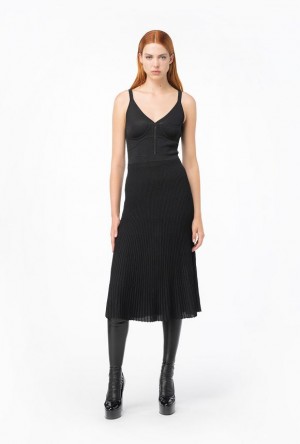 Pinko Knit Lurex Midi Dress LIMO BLACK | SN-PKO33039