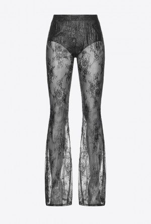 Pinko Laminated Lace Trousers BLACK/GUNMETAL | SN-PKO33680