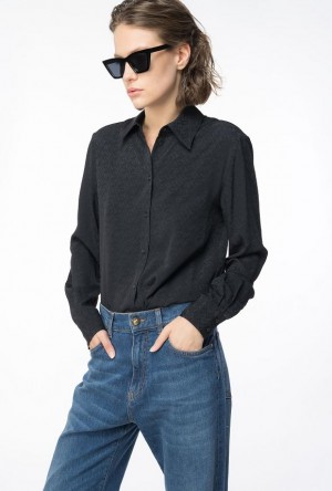 Pinko Logo Jacquard Shirt LIMO BLACK | SN-PKO33152