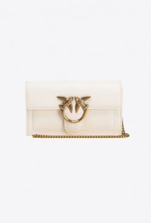 Pinko Love Bag One Wallet Simply WHITE+WHITE-ANTIQUE GOLD | SN-PKO34258