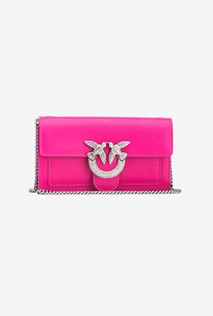 Pinko Love Bag One Wallet With Rhinestones PINKO PINK-OLD SILVER | SN-PKO34293