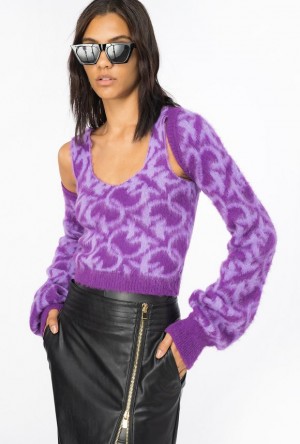 Pinko Love Birds Alpaca-blend Top PURPLE/LILAC | SN-PKO33825