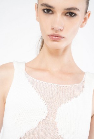 Pinko Mesh Top With Transparent Patch BRIGHT WHITE | SN-PKO33222