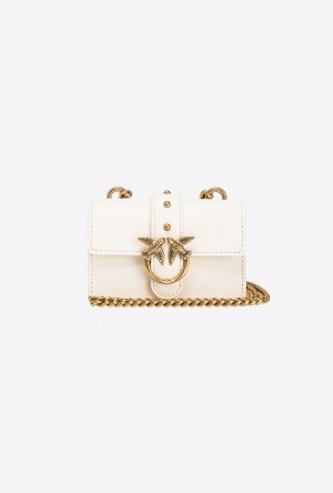 Pinko Micro Love Bag One Simply WHITE+WHITE-ANTIQUE GOLD | SN-PKO32383