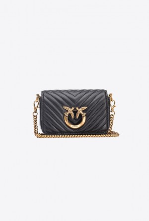 Pinko Micro Love Bag Click Chevron BLACK-ANTIQUE GOLD | SN-PKO32473