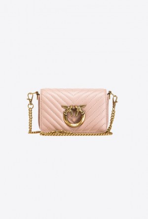 Pinko Micro Love Bag Click Chevron PINK/DUSTY PINK-ANTIQUE GOLD | SN-PKO32472