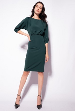 Pinko Midi Dress With Sheath Skirt PONDEROSA GREEN | SN-PKO32990