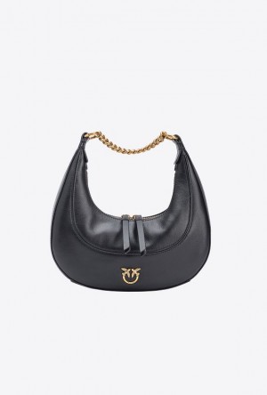 Pinko Mini Brioche Bag Hobo BLACK-ANTIQUE GOLD | SN-PKO32595