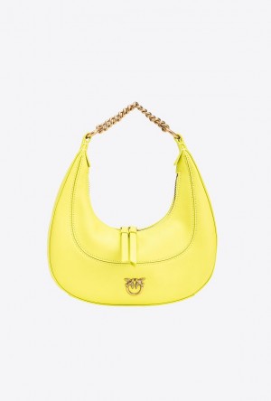 Pinko Mini Brioche Bag Hobo CITRON YELLOW-ANTIQUE GOLD | SN-PKO32594