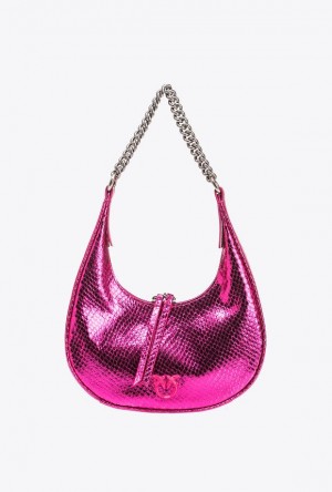 Pinko Mini Brioche Bag Hobo PINKO PINK-OLD SILVER | SN-PKO32717