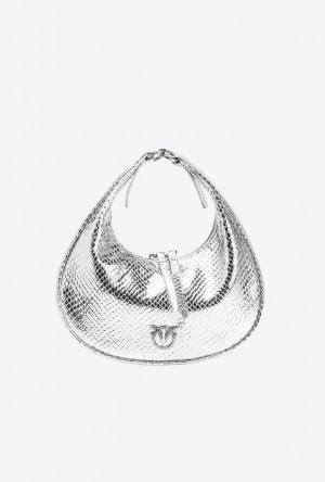 Pinko Mini Brioche Bag Hobo SILVER-OLD SILVER | SN-PKO32733