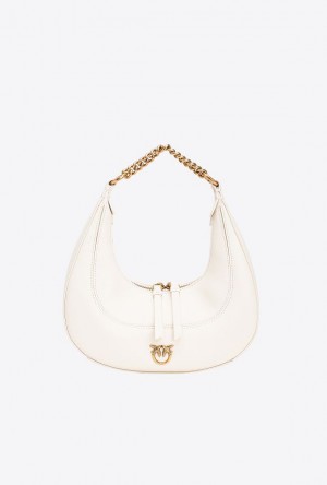 Pinko Mini Brioche Bag Hobo WHITE+WHITE-ANTIQUE GOLD | SN-PKO32657