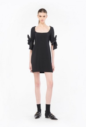 Pinko Mini Dress With Bow On The Sleeves LIMO BLACK | SN-PKO32981