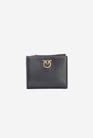 Pinko Mini Leather Wallet BLACK-ANTIQUE GOLD | SN-PKO34264