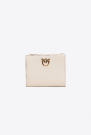 Pinko Mini Leather Wallet WHITE+WHITE-ANTIQUE GOLD | SN-PKO34269