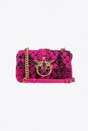 Pinko Mini Love Bag One In Snake Jacquard FUSCHIA/BLACK-ANTIQUE GOLD | SN-PKO32562