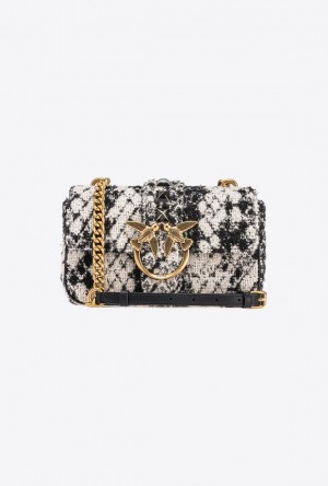 Pinko Mini Love Bag One In Snake Jacquard WHITE/BLACK-ANTIQUE GOLD | SN-PKO32756