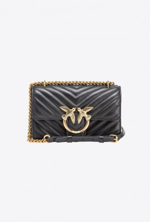 Pinko Mini Love Bag One Simply BLACK-ANTIQUE GOLD | SN-PKO32514