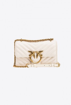 Pinko Mini Love Bag One Simply WHITE+WHITE-ANTIQUE GOLD | SN-PKO32513