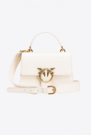 Pinko Mini Love Bag One Top Handle Light Simply WHITE+WHITE-ANTIQUE GOLD | SN-PKO32396