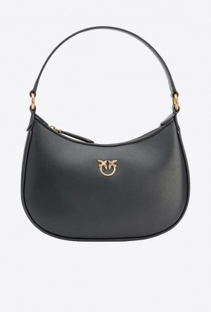 Pinko Mini Love Bag Half Moon Simply BLACK-ANTIQUE GOLD | SN-PKO32586