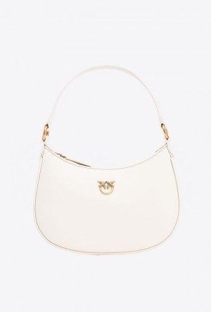 Pinko Mini Love Bag Half Moon Simply WHITE+WHITE-ANTIQUE GOLD | SN-PKO32649