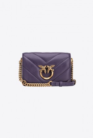 Pinko Mini Love Bag Click Big Chevron GRAPE PURPLE-ANTIQUE GOLD | SN-PKO32507